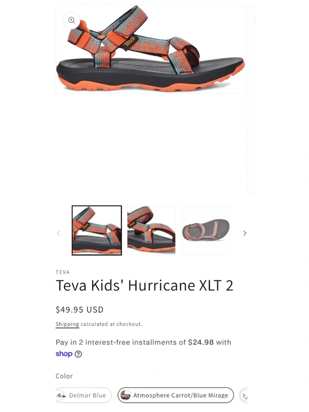 Teva Kids Boys Girls Hurricane XLT2 Sandals Sz 13 Hiking Water Shoes Aztec Print
